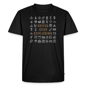 Never Stop Exploring - Men's Premium Organic T-Shirt - black - Front - Nico (187cm)