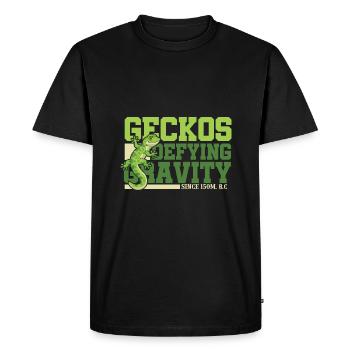 Geckos Defying Gravity - Men's Premium Organic T-Shirt - black - Front - Nico (187cm)