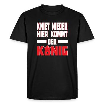 Funny saying Here comes the king gift idea - Men's Premium Organic T-Shirt - black - Front - Nico (187cm)