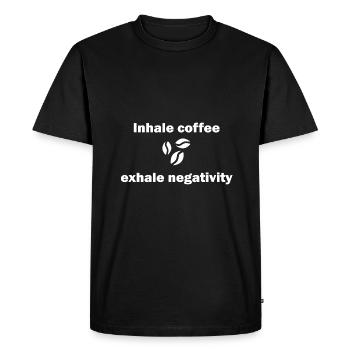 Inhaler le café expirer la négativité - T-shirt Premium bio Homme - noir - Devant - Nico (187cm)