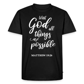 Citation biblique chrétienne - T-shirt Premium bio Homme - noir - Devant - Nico (187cm)