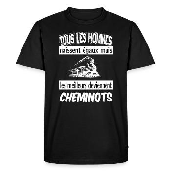 les meilleurs deviennent cheminots - T-shirt Premium bio Homme - noir - Devant - Nico (187cm)