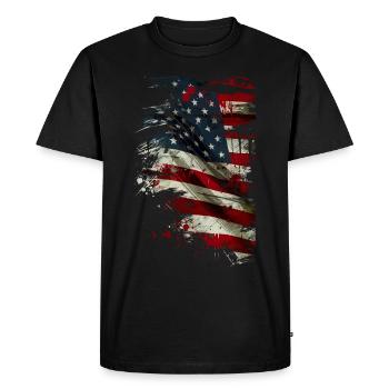 Grunge United States flag - Men's Premium Organic T-Shirt - black - Front - Nico (187cm)