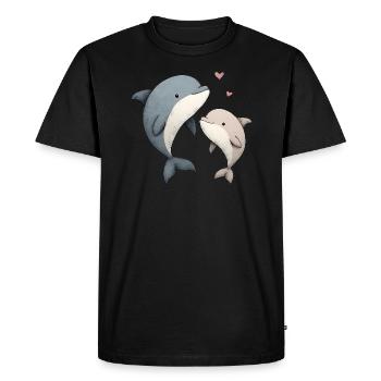 Dauphin Maman et Bébé - T-shirt Premium bio Homme - noir - Devant - Nico (187cm)