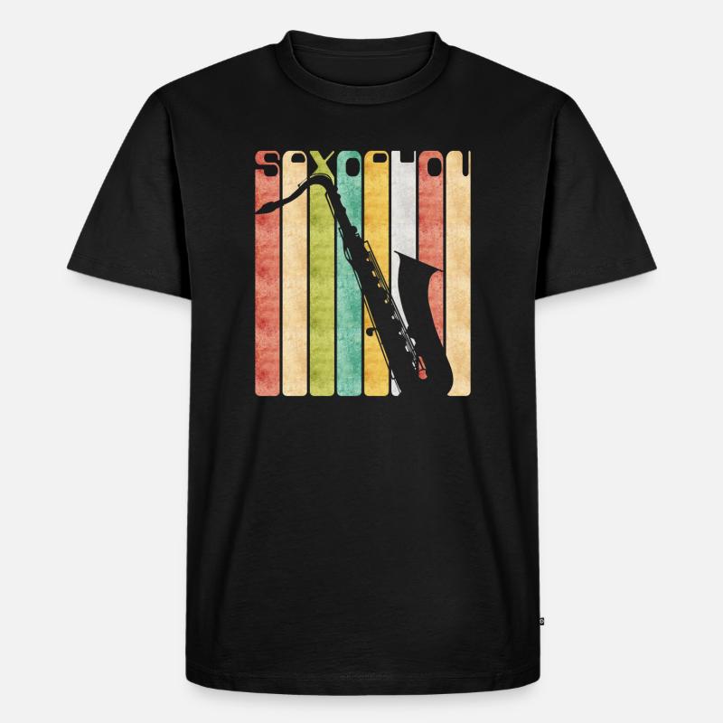 Retro Saxophon - Männer Premium Bio T-Shirt - Schwarz