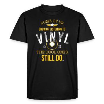 Des gens cool écoutent du vinyle - T-shirt Premium bio Homme - noir - Devant - Nico (187cm)