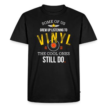 Des gens cool écoutent du vinyle - T-shirt Premium bio Homme - noir - Devant - Nico (187cm)