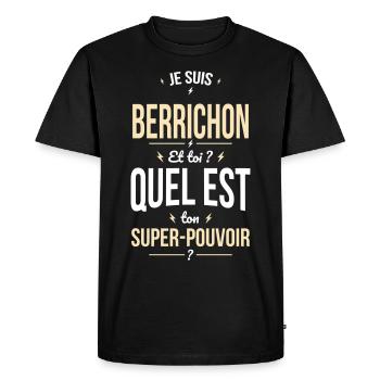 Je suis Berrichon - Super-pouvoir - Cadeau Humour - T-shirt Premium bio Homme - noir - Devant - Nico (187cm)