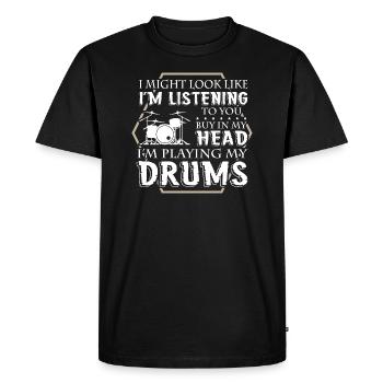 Batteur - T-shirt Premium bio Homme - noir - Devant - Nico (187cm)
