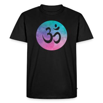 Om Sign Watercolor Yoga Spirituality Namaste - Men's Premium Organic T-Shirt - black - Front - Nico (187cm)