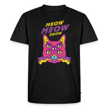 Trippy Cat - Psychédélique Katze Meow Retro Vintage - T-shirt Premium bio Homme - noir - Devant - Nico (187cm)
