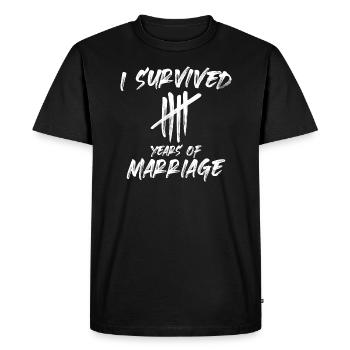 J’ai survécu à 5 ans de mariage drôle - T-shirt Premium bio Homme - noir - Devant - Nico (187cm)