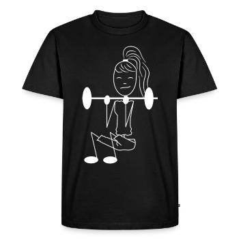 Stick figure femme s’entraînant dans le gymnase - T-shirt Premium bio Homme - noir - Devant - Nico (187cm)