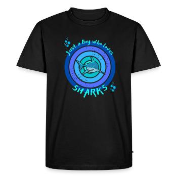 Juste un garçon qui aime les requins. Requin - T-shirt Premium bio Homme - noir - Devant - Nico (187cm)