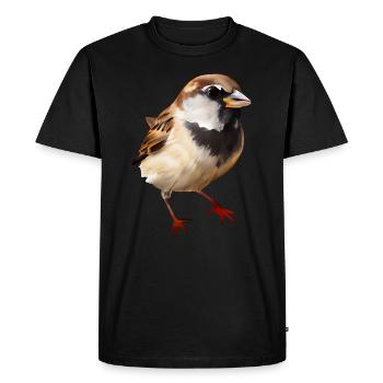 House Sparrow - Birdwatcher Design - Men's Premium Organic T-Shirt - black - Front - Nico (187cm)