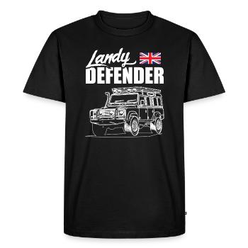 Landy Defender - Men's Premium Organic T-Shirt - black - Front - Nico (187cm)