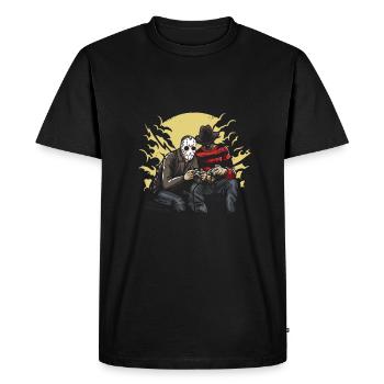 Dark Gamers Jason et Freddy / Halloween (0018) - T-shirt Premium bio Homme - noir - Devant - Nico (187cm)