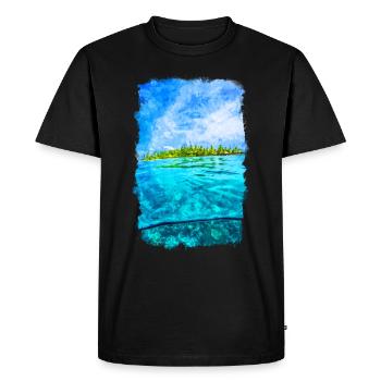 Plage de l’île d’eau des Fidji - T-shirt Premium bio Homme - noir - Devant - Nico (187cm)