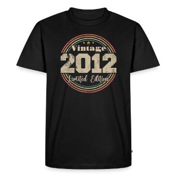 2012 Retro Vintage Birthday Born In - 2012 - Men's Premium Organic T-Shirt - black - Front - Nico (187cm)