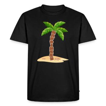 Happiness with palm tree - Smile on your face - Men's Premium Organic T-Shirt - black - Front - Nico (187cm)