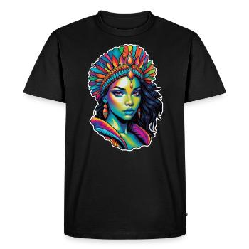 Afro Woman - Beauty - Men's Premium Organic T-Shirt - black - Front - Nico (187cm)