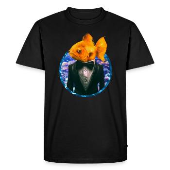 Poisson rouge en smoking dans le récif corallien - T-shirt Premium bio Homme - noir - Devant - Nico (187cm)