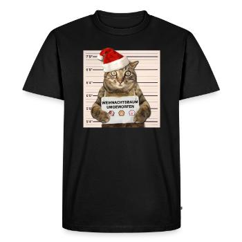 Katze Weihnachten - Männer Premium Bio T-Shirt - Schwarz - Vorne - Nico (187cm)