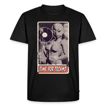 Alienfrau DJ with record for music lovers. - Men's Premium Organic T-Shirt - black - Front - Nico (187cm)