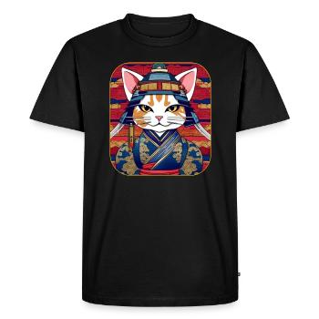Cool Samurai Cat Asia Anime Mmanga - Men's Premium Organic T-Shirt - black - Front - Nico (187cm)