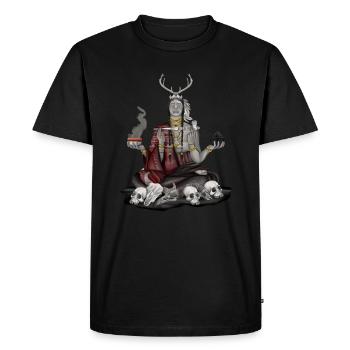 indien méditation Skull crâne - T-shirt Premium bio Homme - noir - Devant - Nico (187cm)