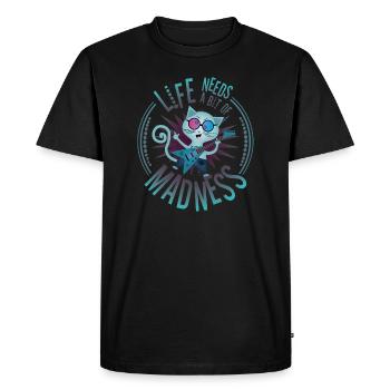 Life Needs a Bit Of Madness - Citation avec Chat - T-shirt Premium bio Homme - noir - Devant - Nico (187cm)