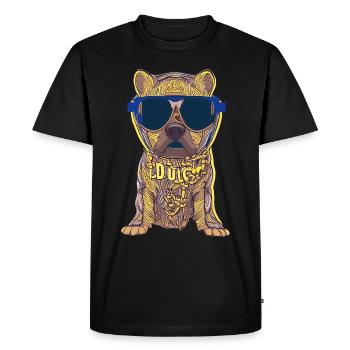 Chien cool avec des lunettes de soleil et des chaînes en or - T-shirt Premium bio Homme - noir - Devant - Nico (187cm)