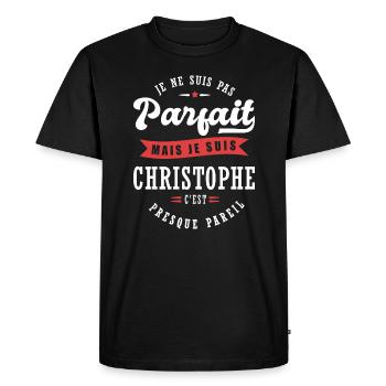Christophe Parfait Cadeau prenom Christophe - T-shirt Premium bio Homme - noir - Devant - Nico (187cm)
