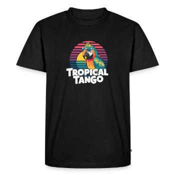 Tropical Vintage Parrot In Sunglasses - Men's Premium Organic T-Shirt - black - Front - Nico (187cm)