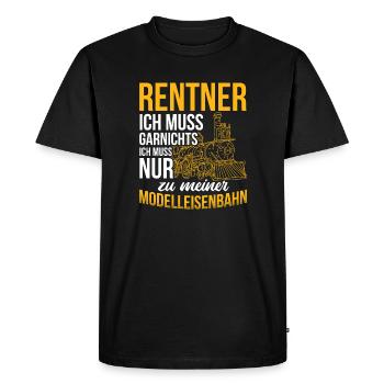 Dampflok Modelleisenbahn Eisenbahn - Männer Premium Bio T-Shirt - Schwarz - Vorne - Nico (187cm)