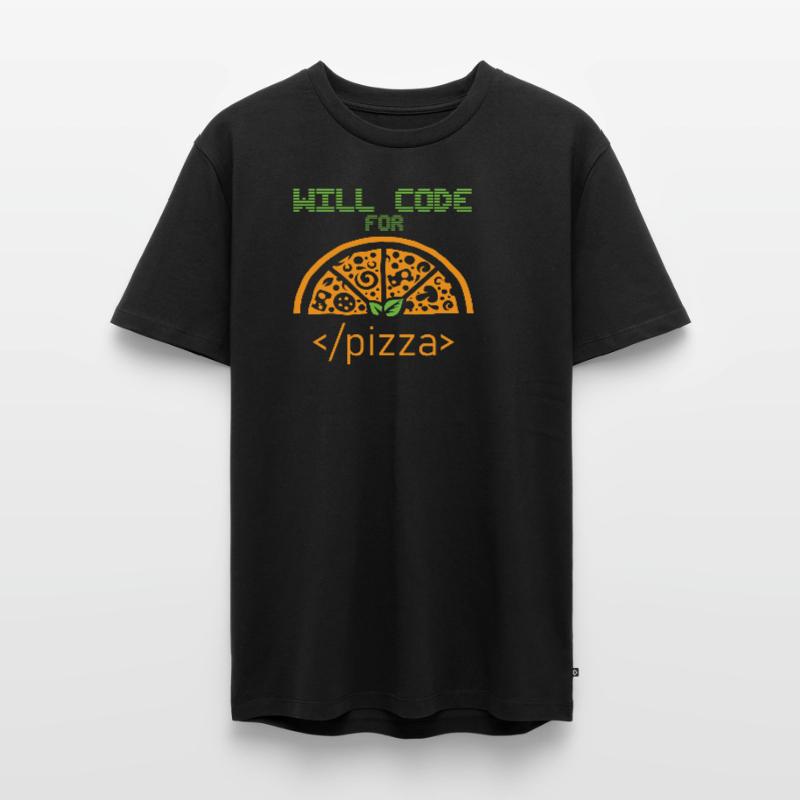 Will code for Pizza Programmer Nerd Developer Men's Premium Organic T-Shirt