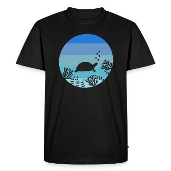 Tortue rétro - T-shirt Premium bio Homme - noir - Devant - Nico (187cm)