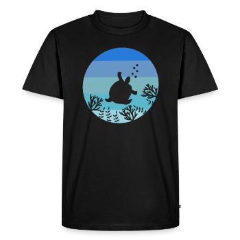 Sous-marin Océan Animal Marin Animal Rétro Tortue - T-shirt Premium bio Homme - noir - Devant - Nico (187cm)
