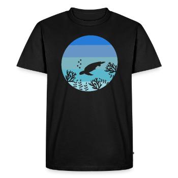 Biologie marine Animal marin Tortue rétro - T-shirt Premium bio Homme - noir - Devant - Nico (187cm)