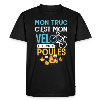 Vélo Mon truc c est mon velo et mes poules velo - T-shirt Premium bio Homme - noir - Devant - Nico (187cm)