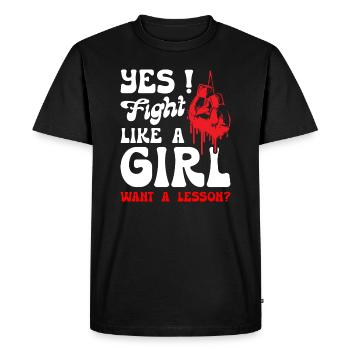 Je me bats comme une fille en boxe - T-shirt Premium bio Homme - noir - Devant - Nico (187cm)