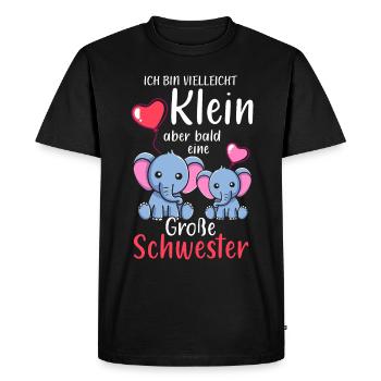 Je suis petite mais bientôt une grande sœur - T-shirt Premium bio Homme - noir - Devant - Nico (187cm)