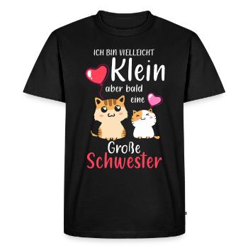 Je suis petite mais je serai bientôt une grande sœur - T-shirt Premium bio Homme - noir - Devant - Nico (187cm)