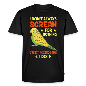 Budgerigar, Feathered Friend, Bird Watching - Men's Premium Organic T-Shirt - black - Front - Nico (187cm)