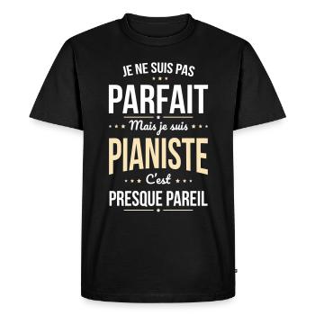 Je ne suis pas parfait mais je suis pianiste - T-shirt Premium bio Homme - noir - Devant - Nico (187cm)