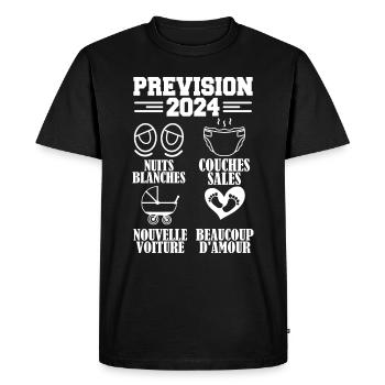 Annonce Grossesse 2024 Prévision pour 2024 Annonce - T-shirt Premium bio Homme - noir - Devant - Nico (187cm)
