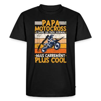 Papa Motocross Humour Moto Cross Motard Motocyclis - T-shirt Premium bio Homme - noir - Devant - Nico (187cm)