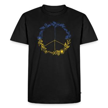 PEACE UKRAINE - Floral Edition - Symbol - Men's Premium Organic T-Shirt - black - Front - Nico (187cm)