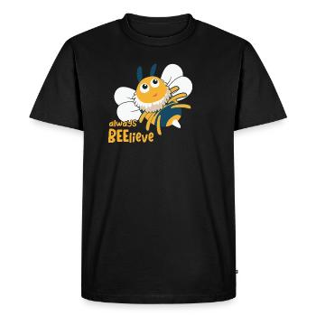 always beelieve Bee Funny Animal Puns - Men's Premium Organic T-Shirt - black - Front - Nico (187cm)
