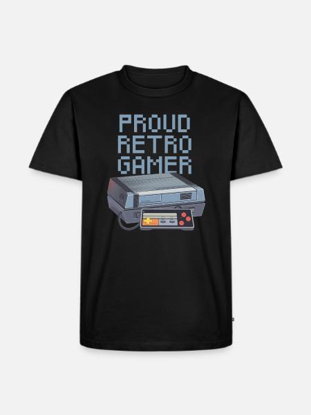 Stolzer Retro Gamer - leicht - Männer Premium Bio T-Shirt - Schwarz